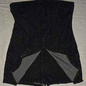 Fashion Nova: Denim Romper - Dark Wask